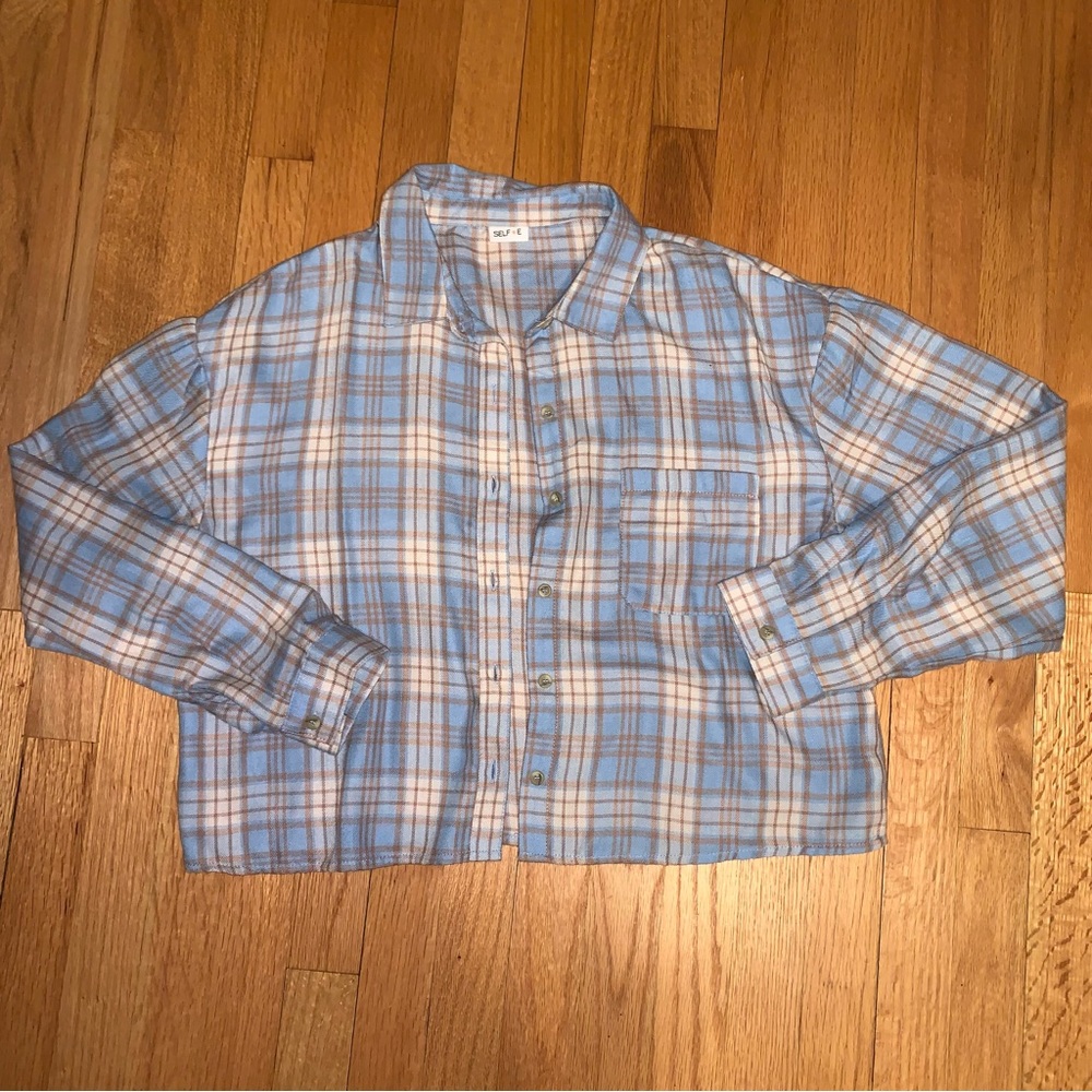 Self Esteem Plaid Cropped Shirt with Buttons